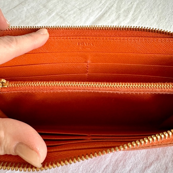 Prada Wallet Saffiano Leather Orange with Box - Picture 16 of 16